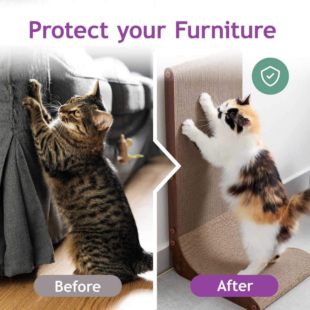 NECOICHI Cardboard Scratcher Wall in dark cherry color boosts stylish cat furniture protection