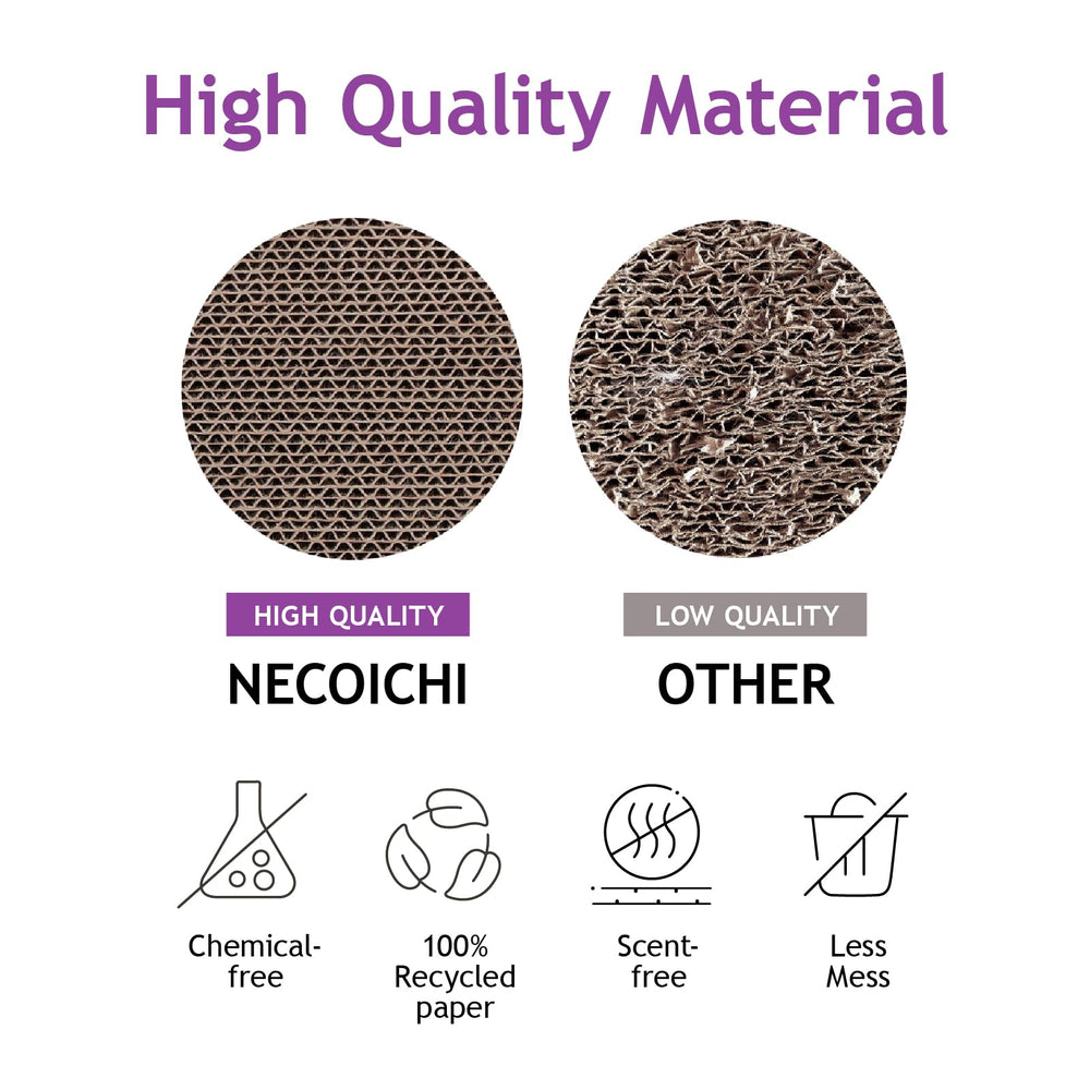 NECOICHI Cardboard Scratcher Wall in-use demonstrates furniture protection and space-saving design