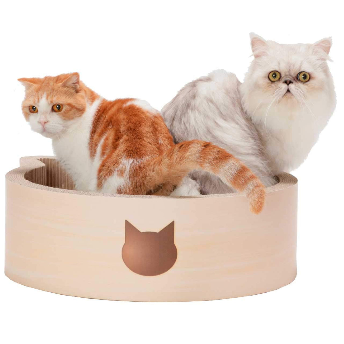 NECOICHI Cat-Headed Scratcher Bed birch large front view for scratching and relaxing indoors