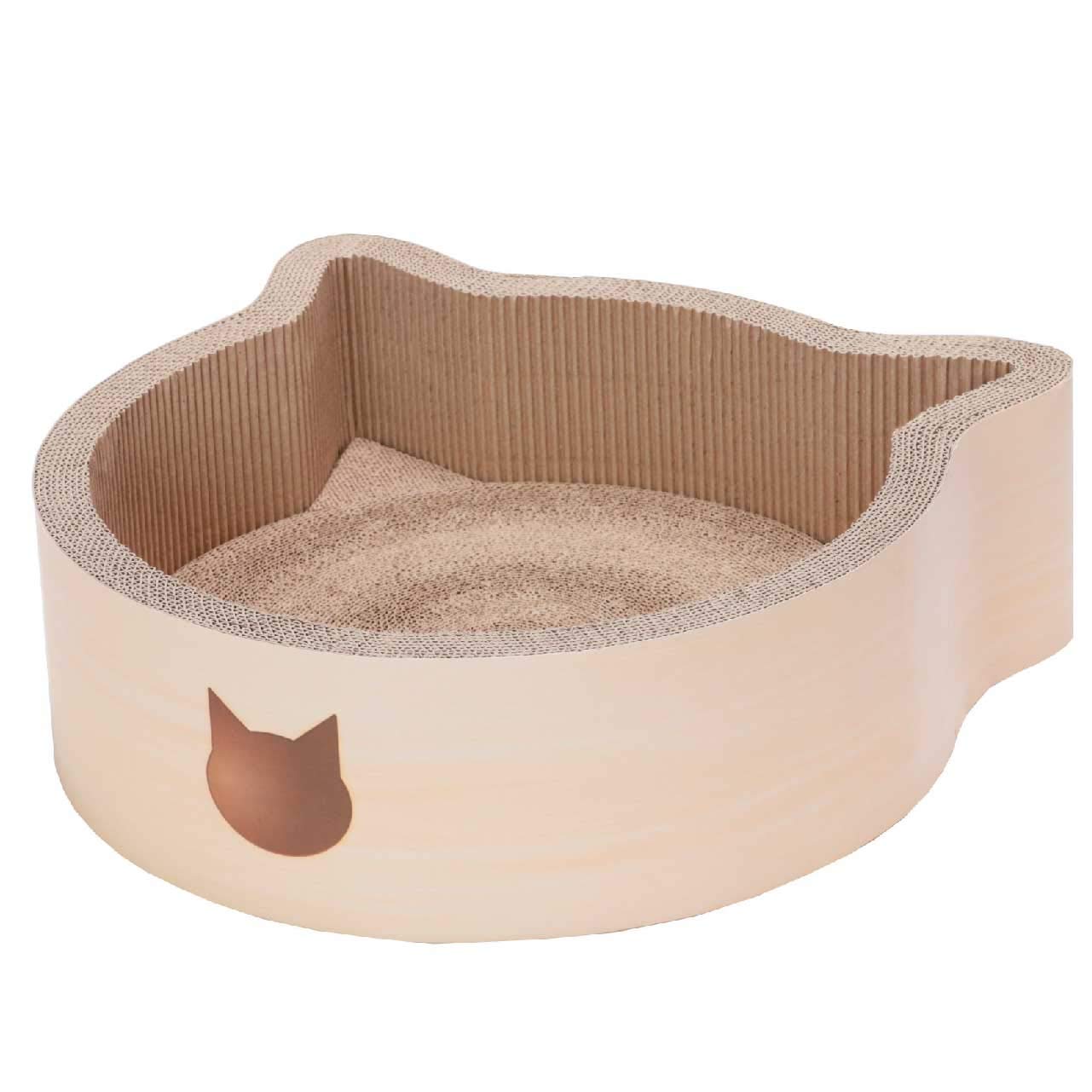 NECOICHI Cat-Headed Scratcher Bed birch large texture close-up showing natural cardboard comfort