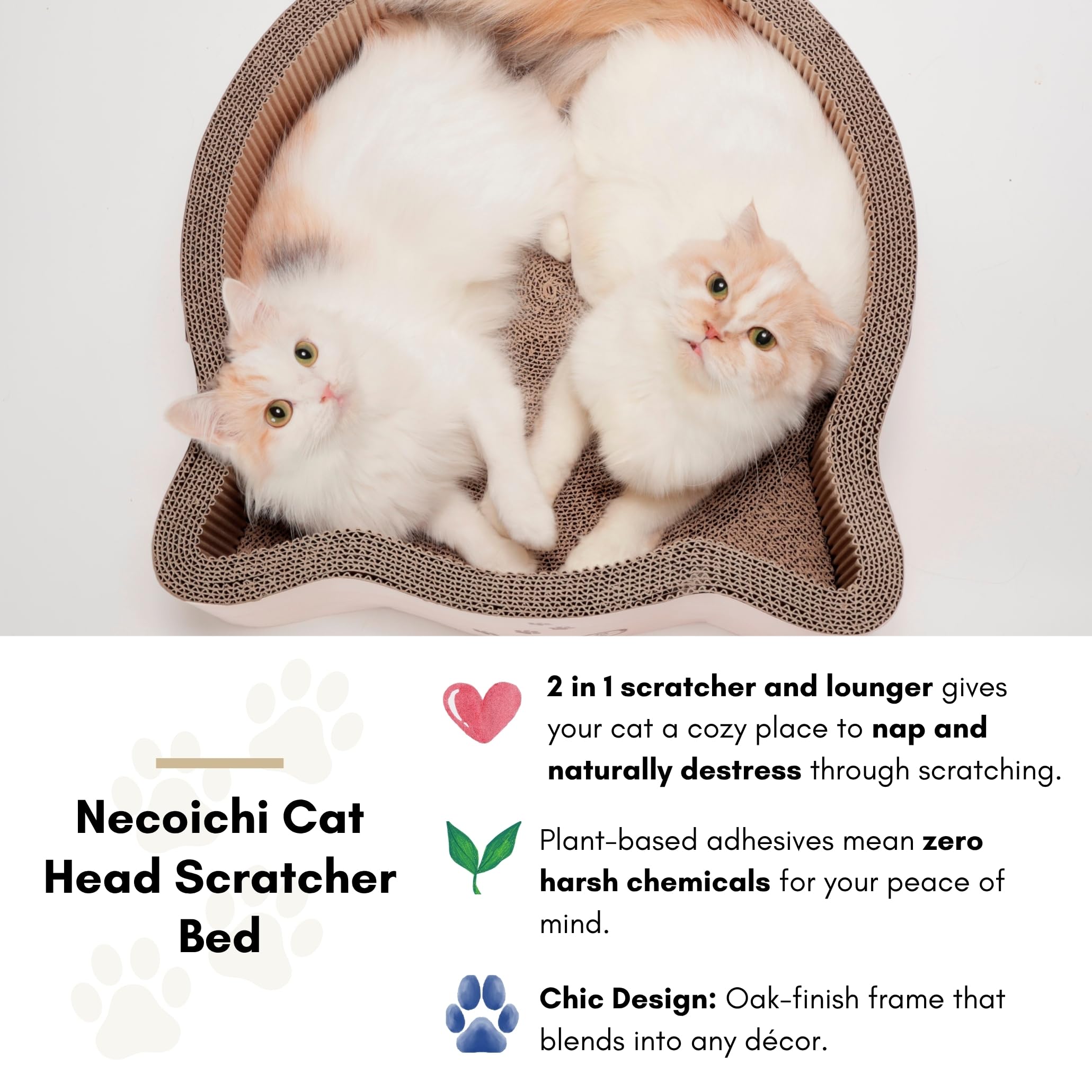 NECOICHI Cat-Headed Scratcher Bed birch large interior view highlighting cozy curl-up space