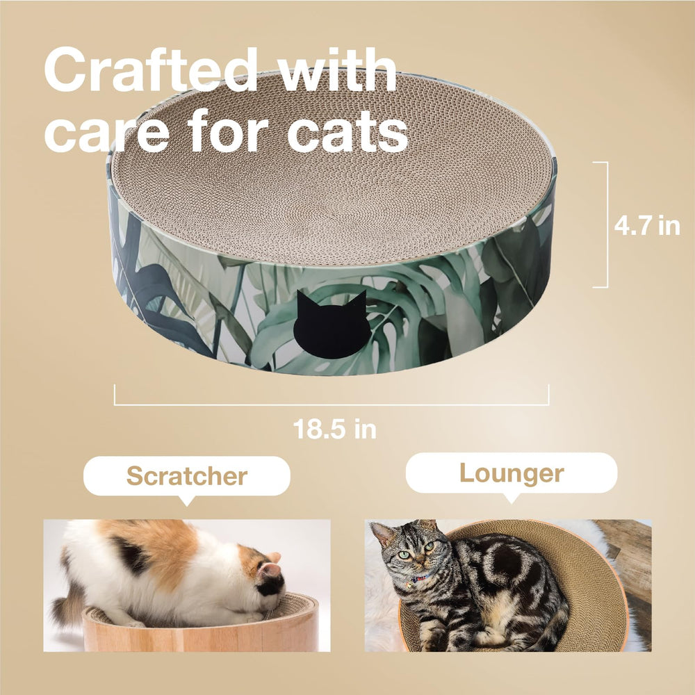 Necoichi cat scratcher bowl XL Oak reversible pad close-up emphasizes extendable scratching surface.