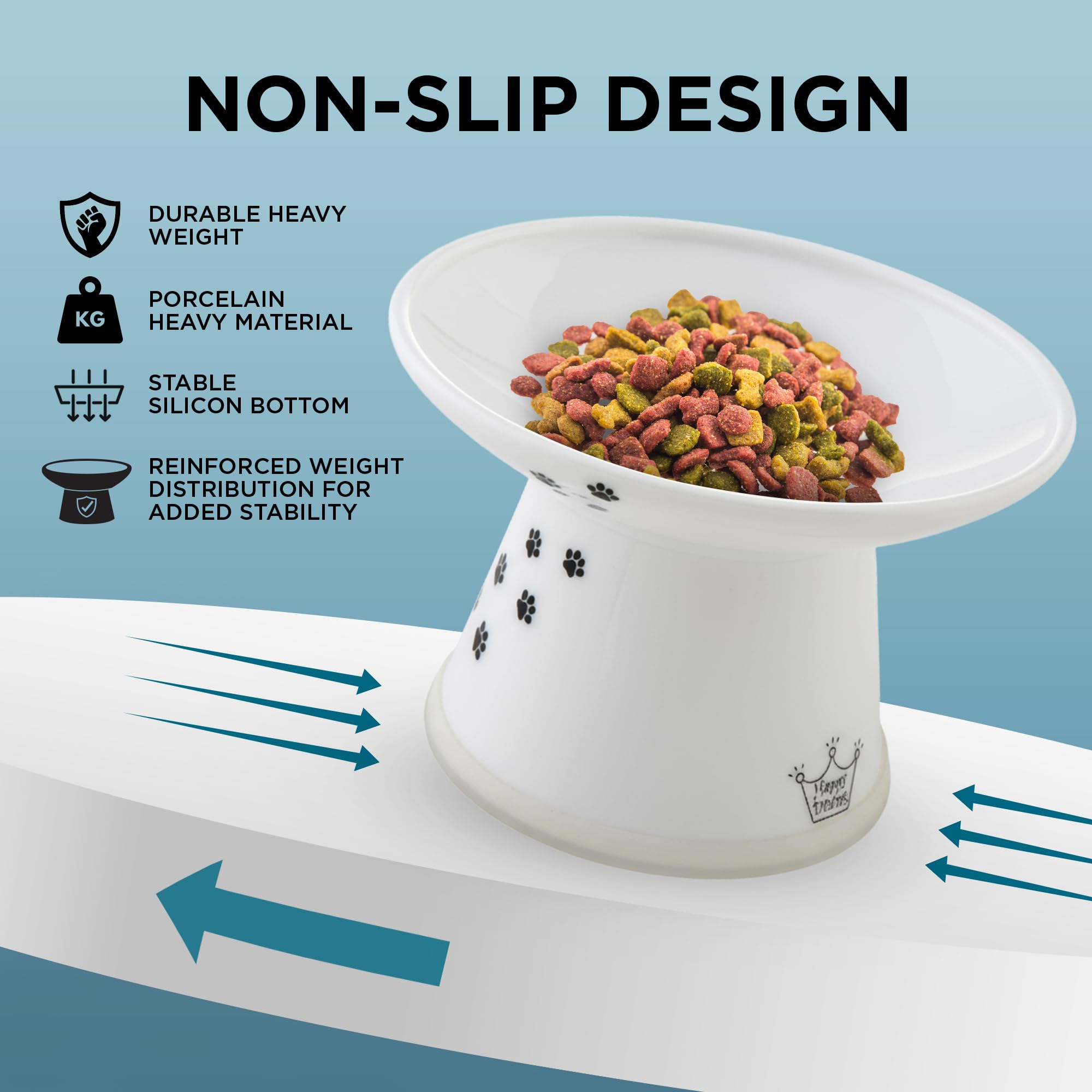 NECOICHI elevated-stand provides stable height and better neck posture during feeding.