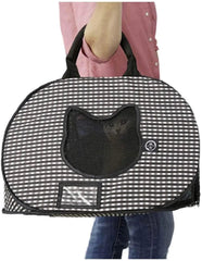 NECOICHI portable cage carrier front view highlights chic plaid and travel-ready design