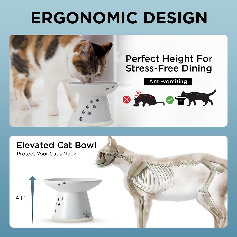 NECOICHI raised cat-food-bowl-2-cup-capacity supports typical meals without refills.