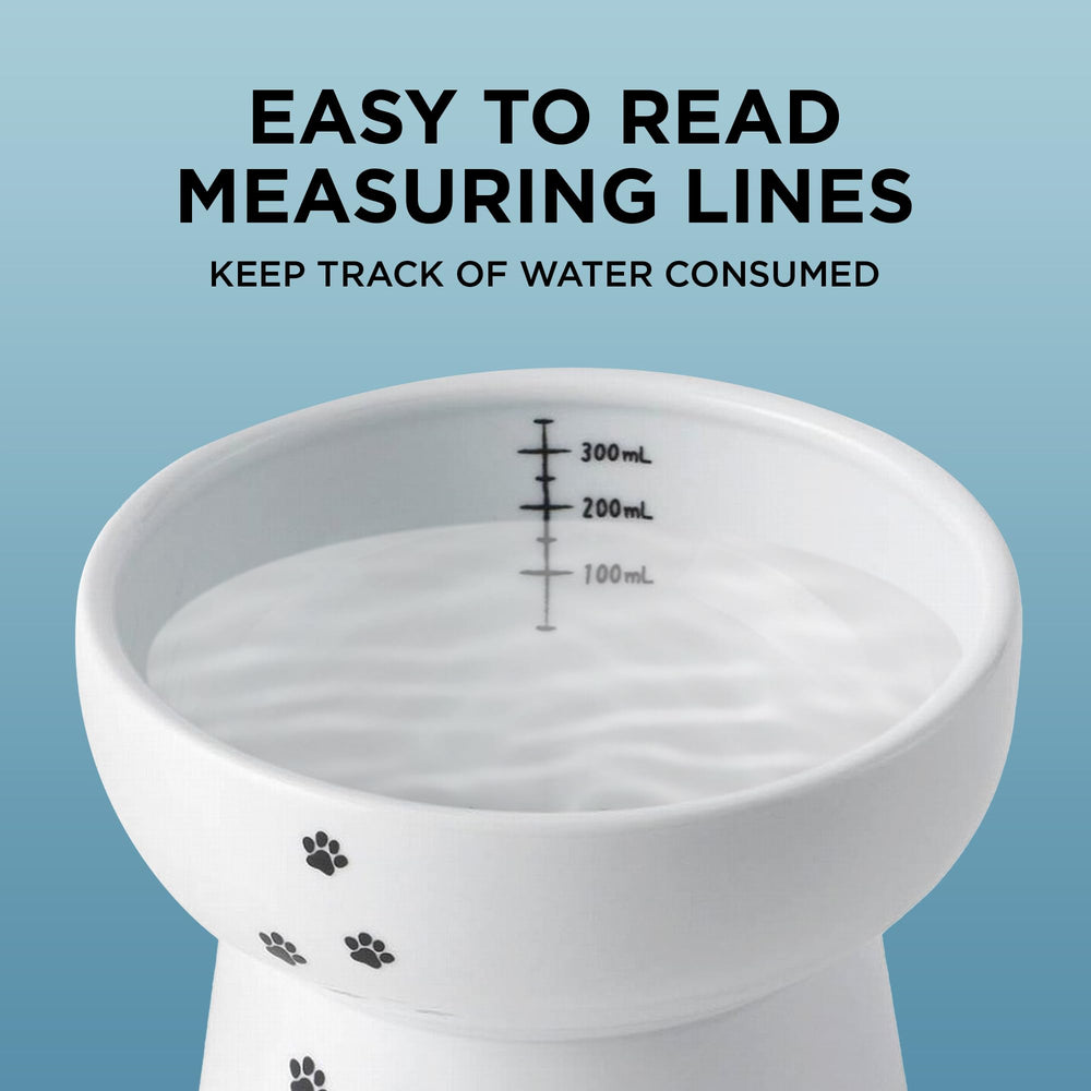 NECOICHI raised cat water bowl measurement-lines help hydration tracking at a glance
