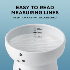 NECOICHI raised cat water bowl measurement-lines help hydration tracking at a glance