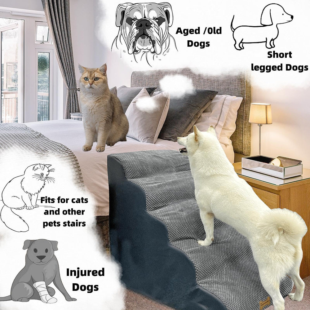 Necrely 5-Step Dog Stairs foam core offers lightweight, sturdy support.