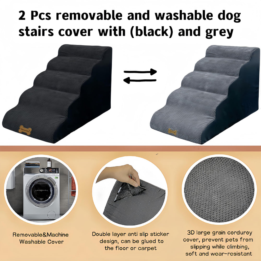 Necrely dog stairs 5-steps 24-inch assembly demonstrates easy setup.