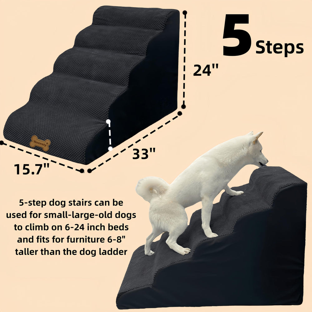 Necrely dog stairs anti-slip bottom provides slip-free stability.