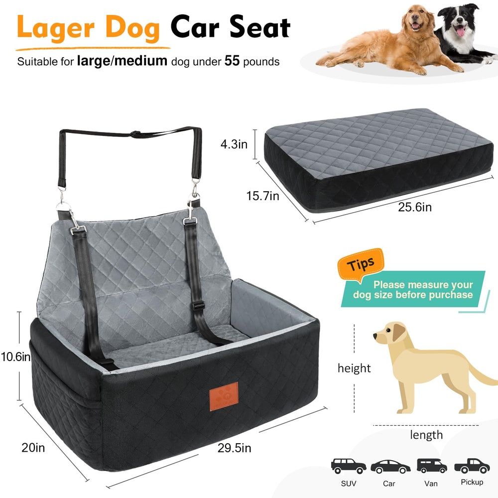 NEEZUKAR dog car seat booster cushion supports better visibility and reduces anxiety.