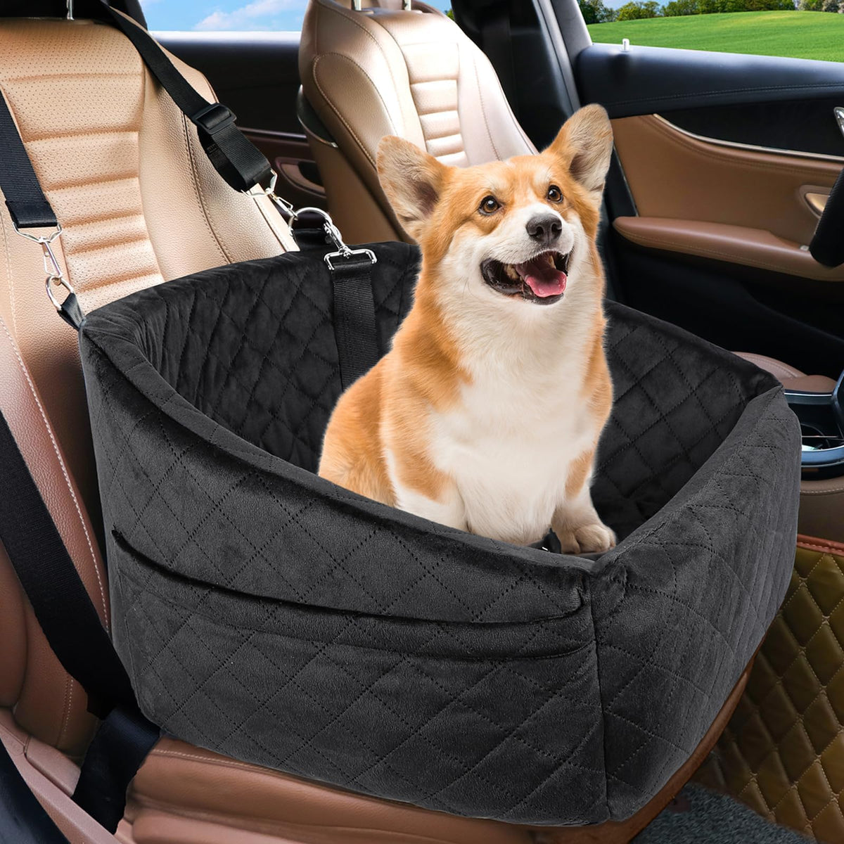NEEZUKAR dog car seat front view showing secure fit and comfort