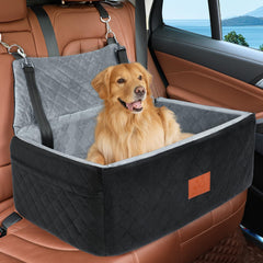NEEZUKAR dog car seat backseat view promotes calm rides for large dogs during car trips.