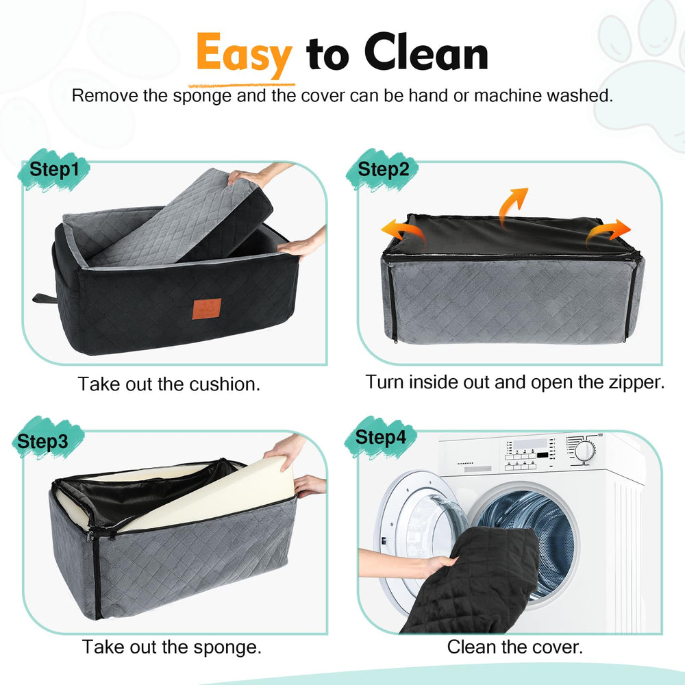 NEEZUKAR dog car seat multi-pocket storage helps carry essentials for road trips.