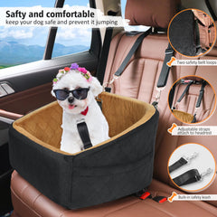 NEEZUKAR dog car seat interior with plush fabric and cushioning for comfort