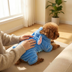 Nekewe hoodie fit on dog and cat highlighting comfortable four-leg holes and room to move.