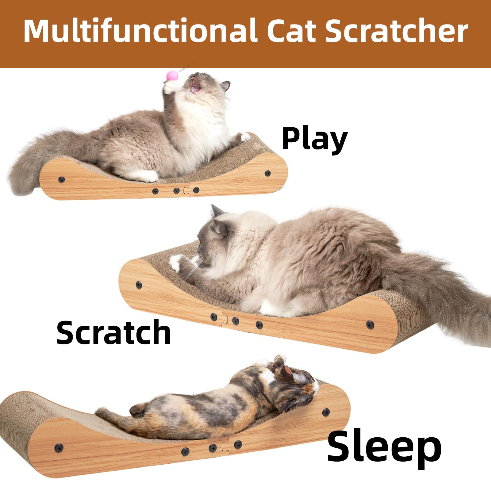 Nekosan cat scratcher bed durable corrugated cardboard withstands sharp claws.