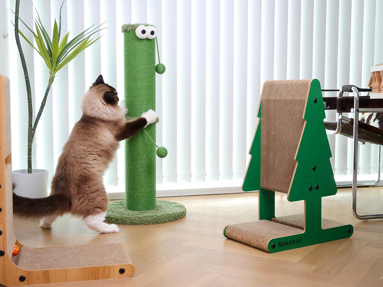 Nekosan cat scratching post vibrant green design for decor