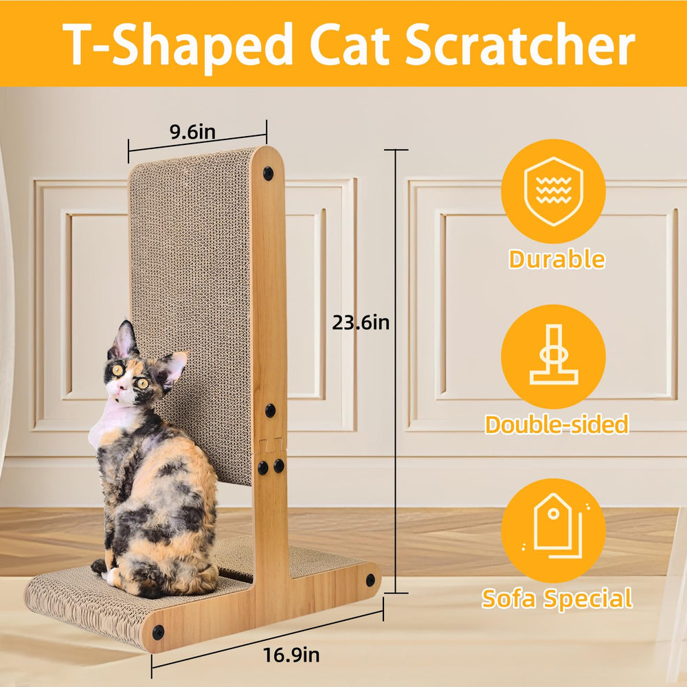 Nekosan T-Shaped Scratcher sofa protector positioned against a couch.