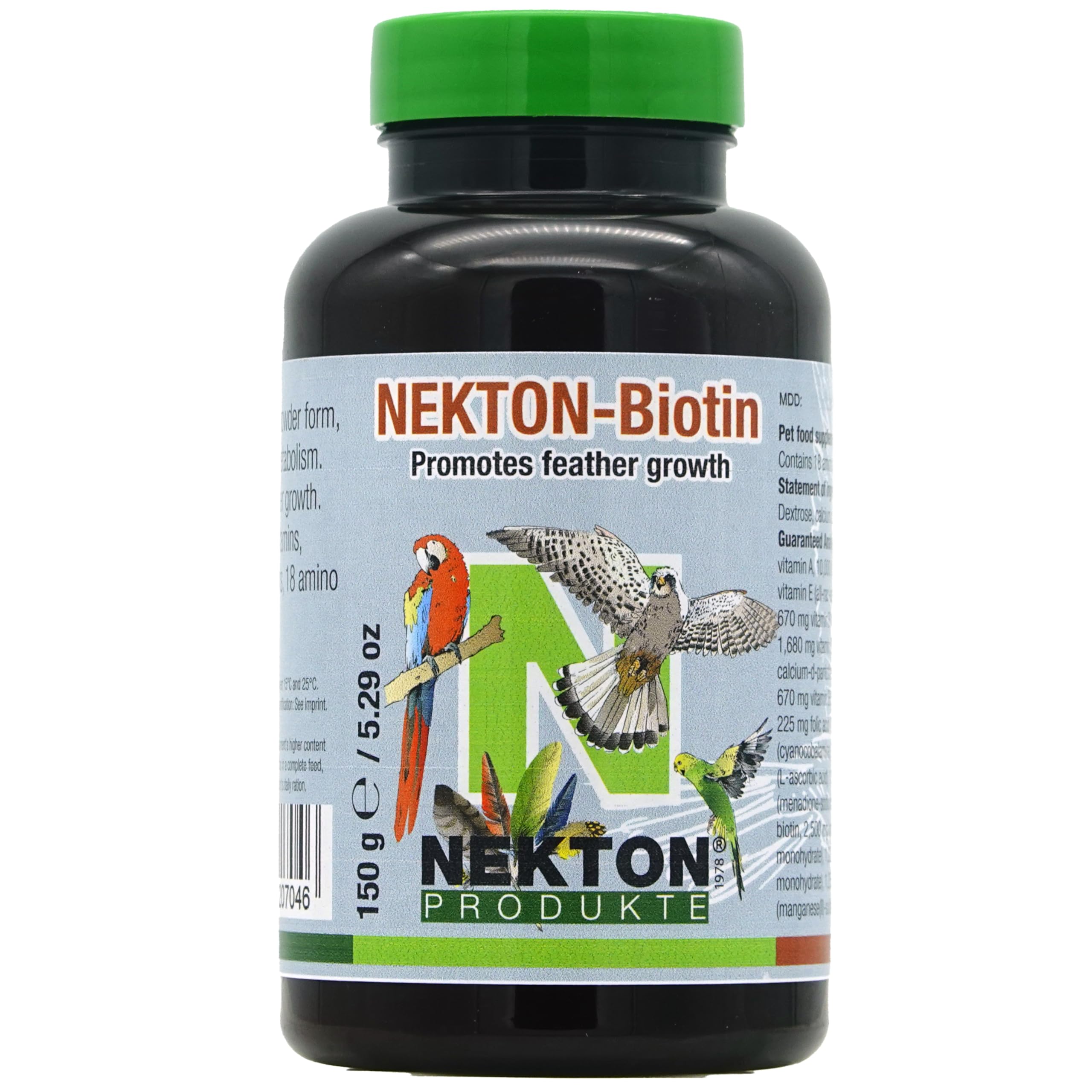 Nekton-Bio bird-feathering 150g tub promotes strong plumage growth.