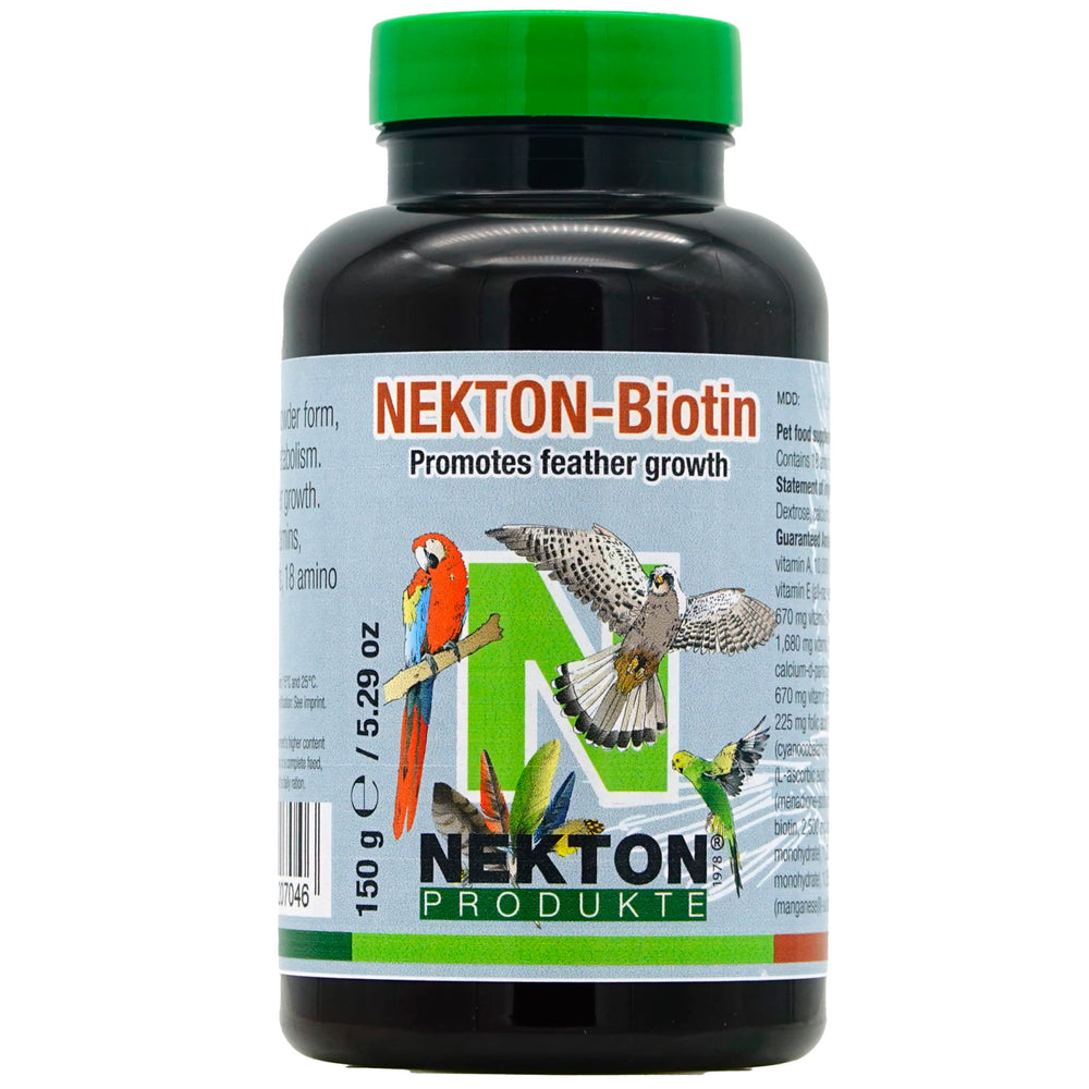 Nekton-Bio bird-feathering 150g tub promotes strong plumage growth.