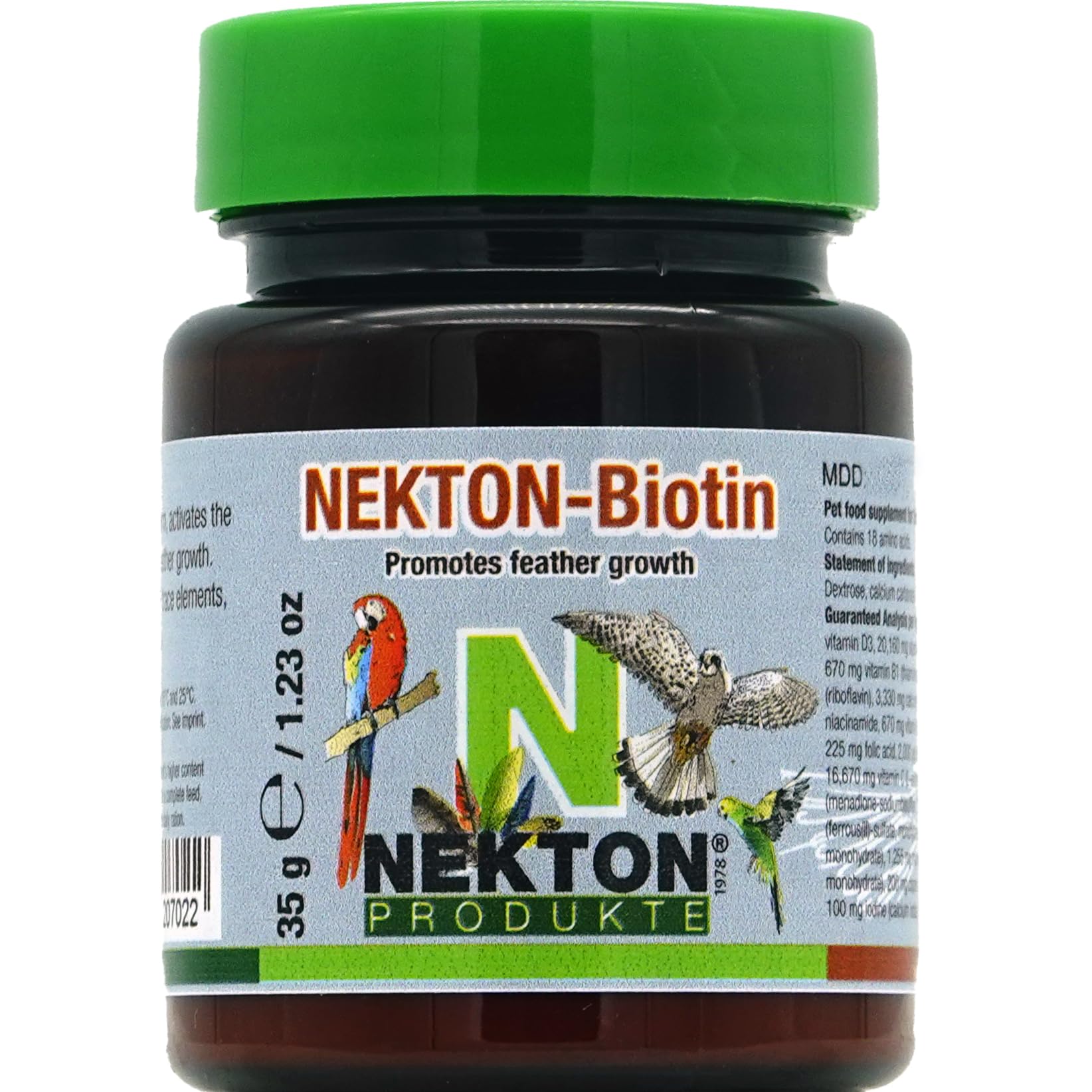 Nekton Bio Feathering bottle with label supports healthy plumage growth.