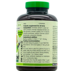 Nekton Biotic Bird Probiotic scoop beside bottle; convenient feeding prep.