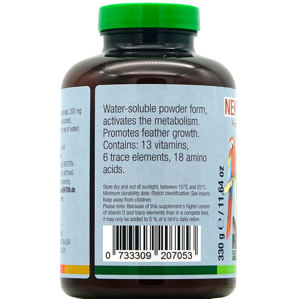 Nekton Biotin dosing instructions illustrated on the package.
