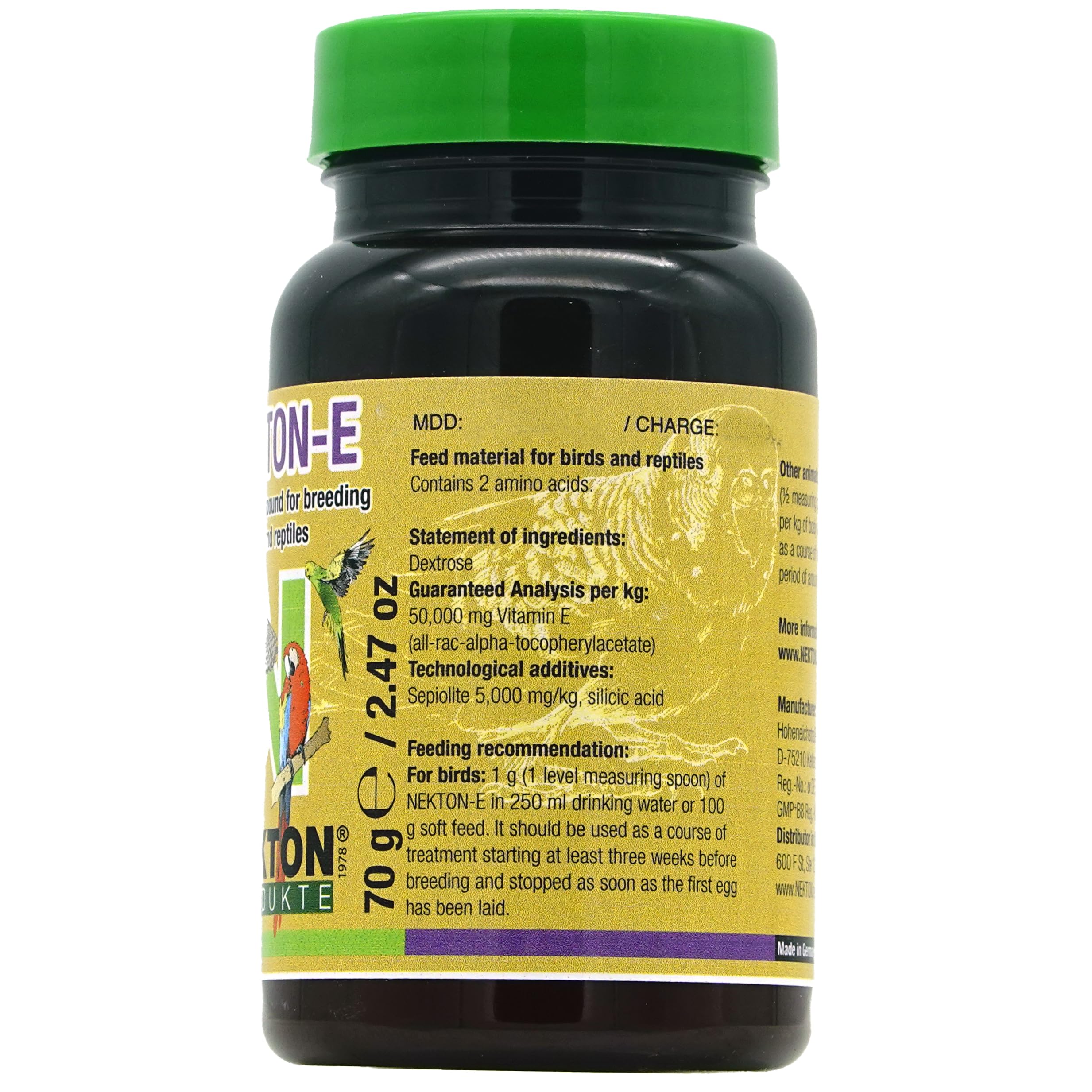 Nekton E Vitamin E powder for birds supports daily health.