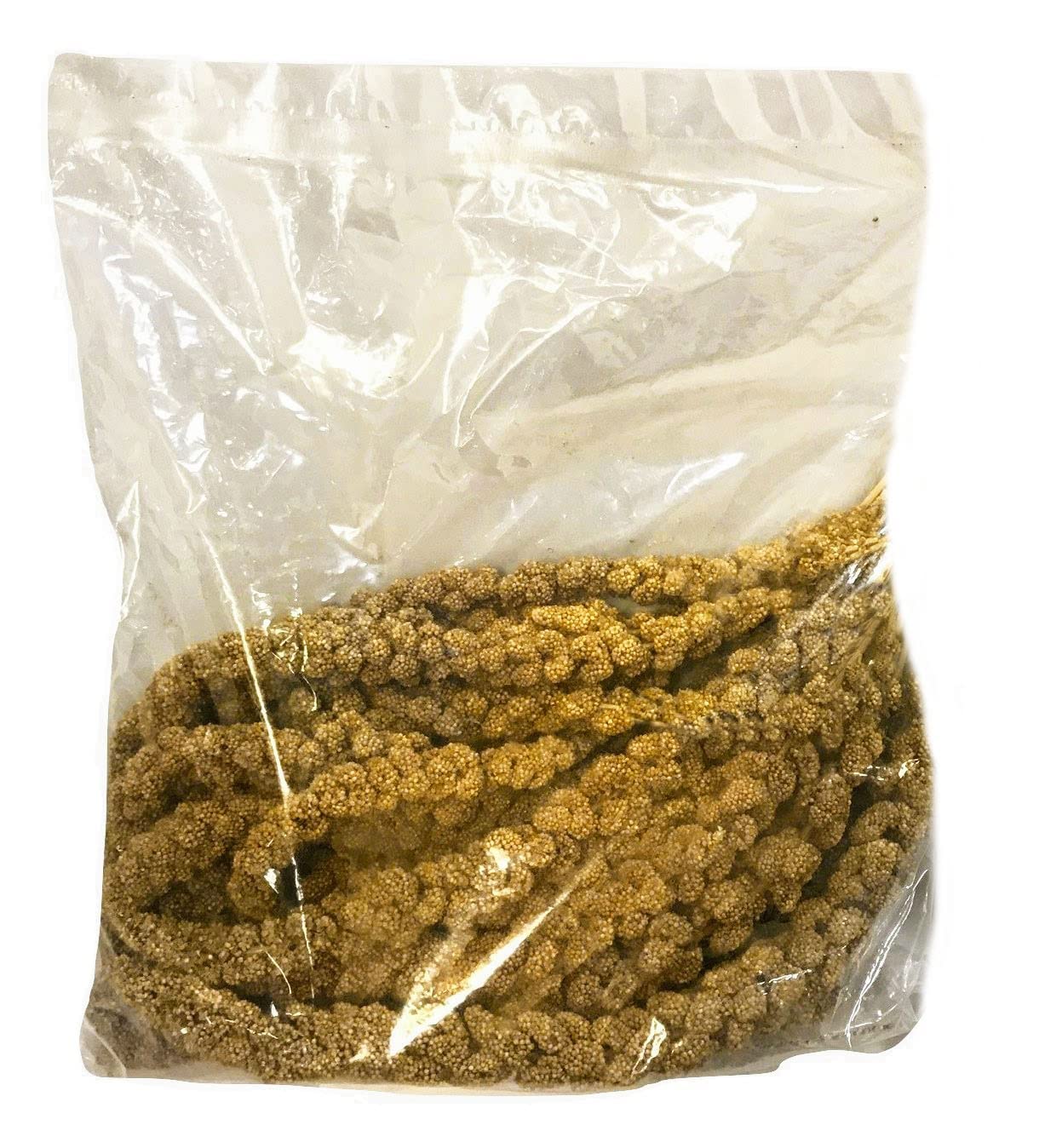 Nemeth Farms sun-dried millet cluster highlights natural flavor and preserved nutrients for parrots.