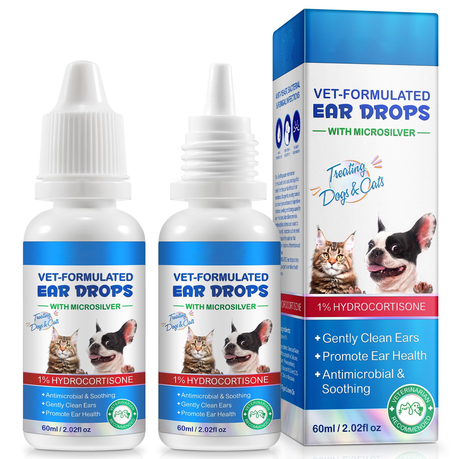NenMaoKeNu 2pack ear infection drops front view soothing pet irritation