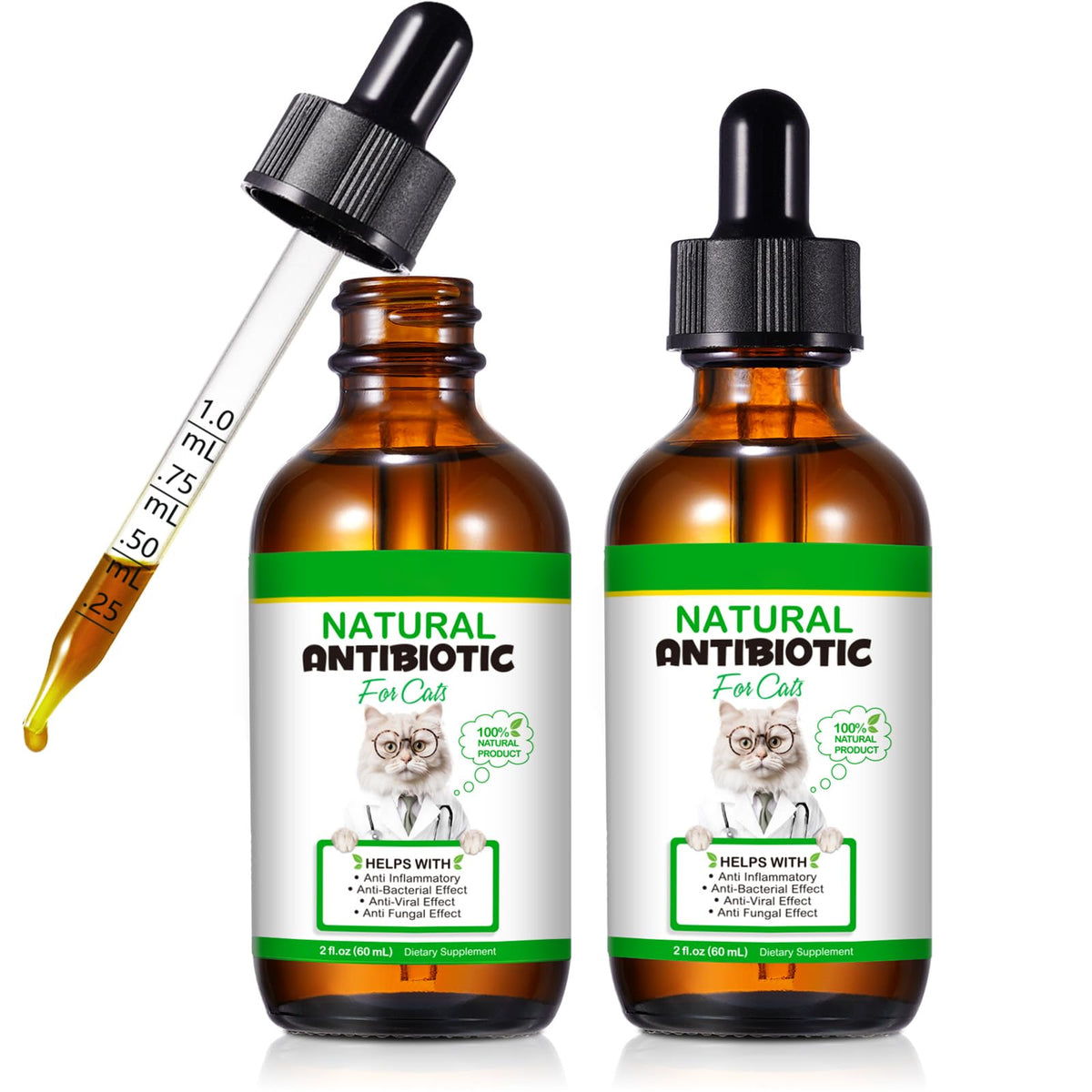 NenMaoKeNu cat antibiotics liquid bottle for easy dosing and supportive care.