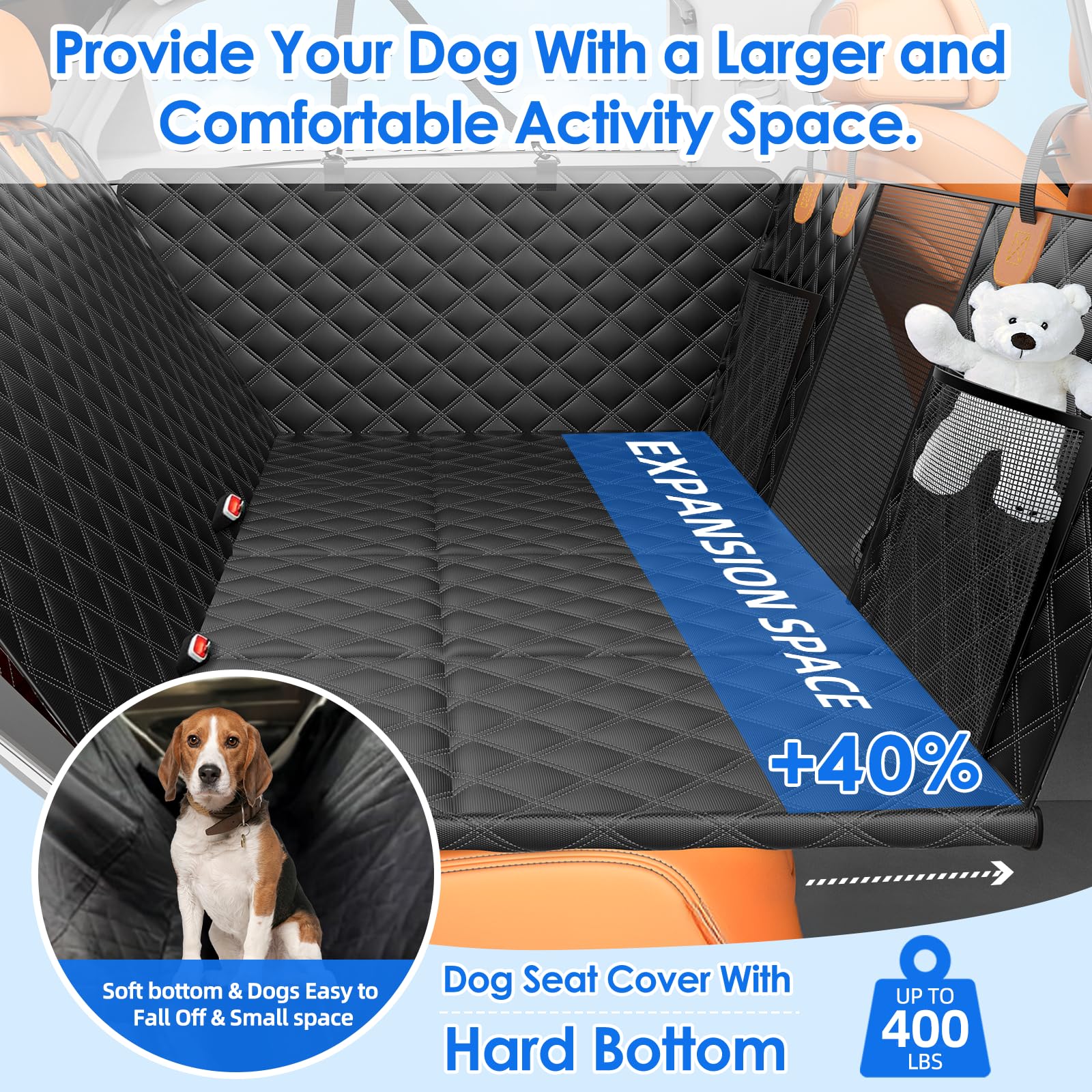 Nentik Back Seat Extender honeycomb bottom provides sturdy support for large dogs