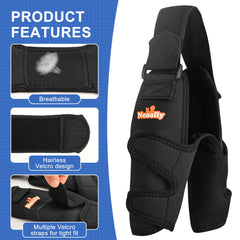 NeoAlly dog elbow brace side angle demonstrates secure fit for daily activities