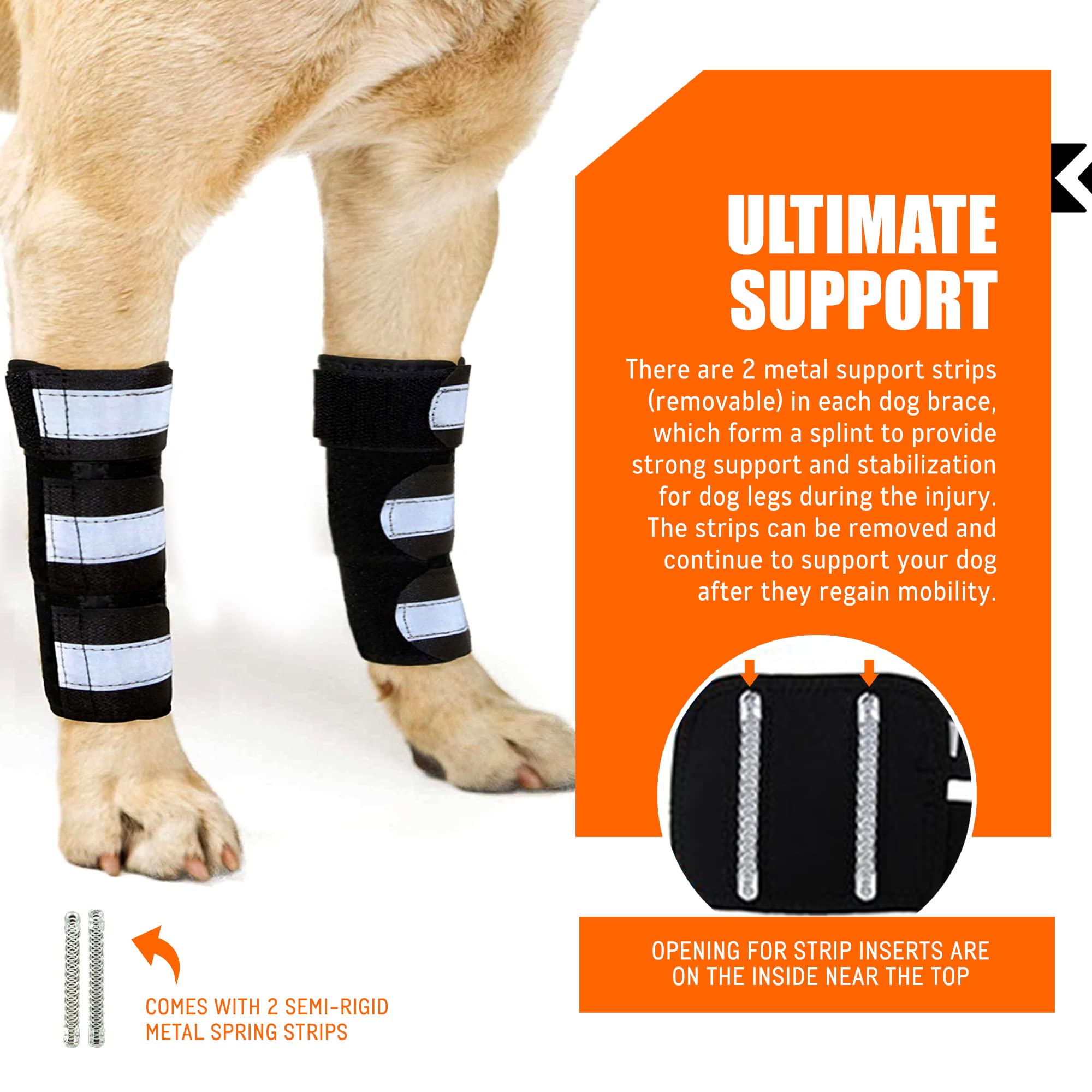 NeoAlly front leg brace removable metal strips customize support for your pet.
