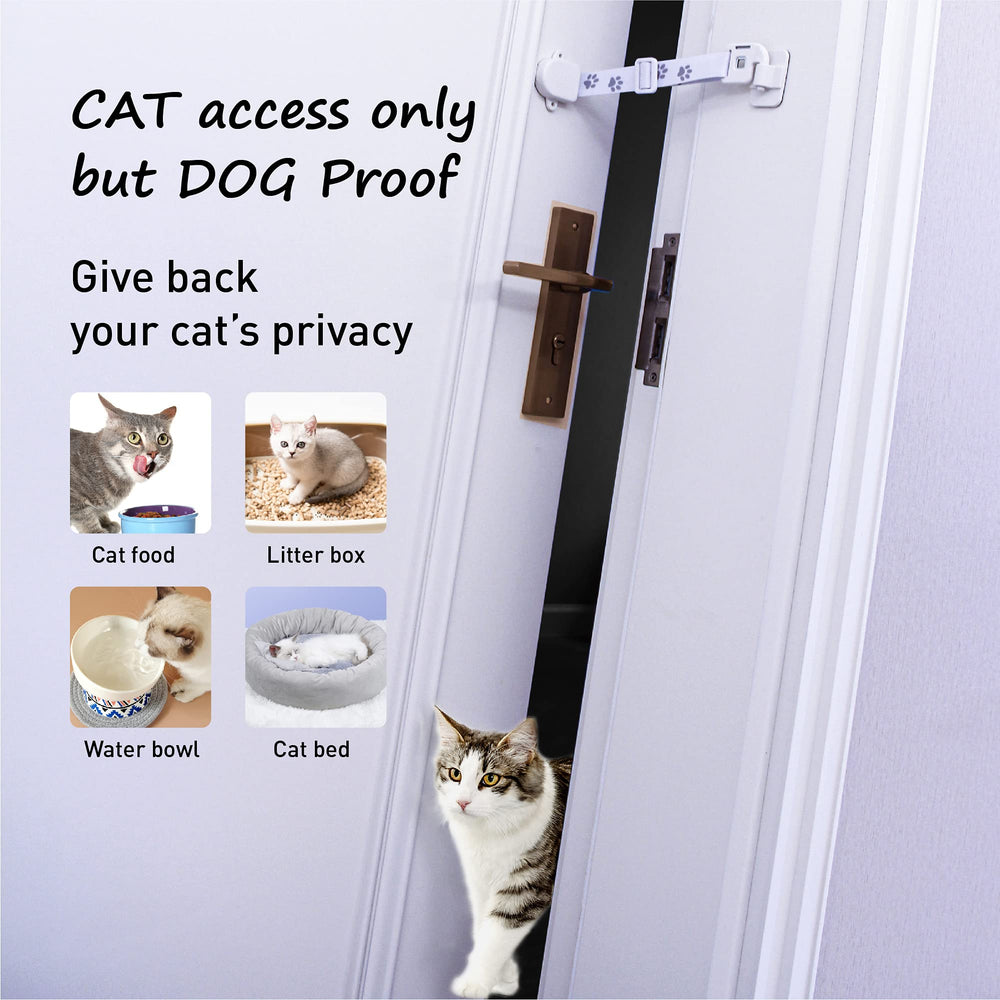 Neobay setup keeps dog away from litter box while cats enter.