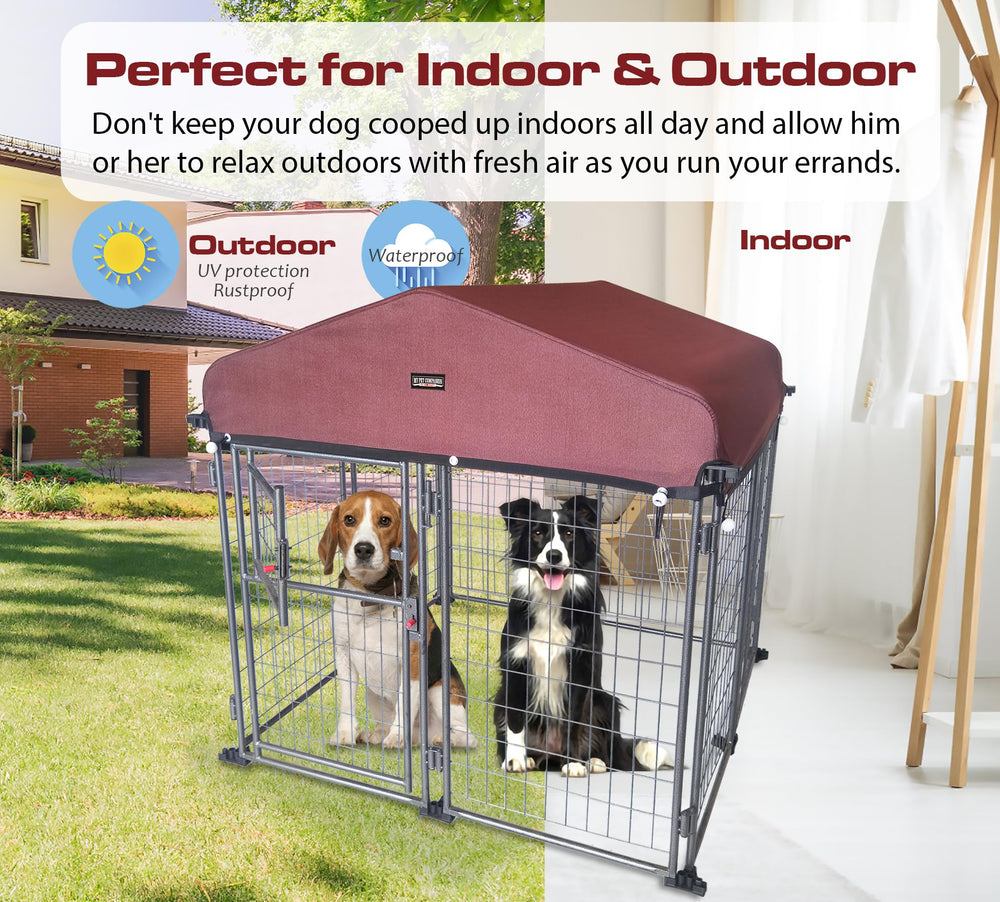 Neocraft easy-to-assemble dog kennel simplifies setup anywhere.