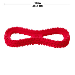 Nerf Dog Rubber Tug Toy outdoors with water splash demonstrating weather resistance and easy cleaning.