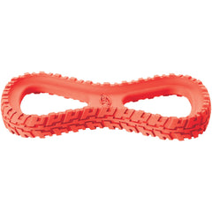 Nerf Dog Rubber Tug Toy with tire-track texture seen from the side for durable fetch play.