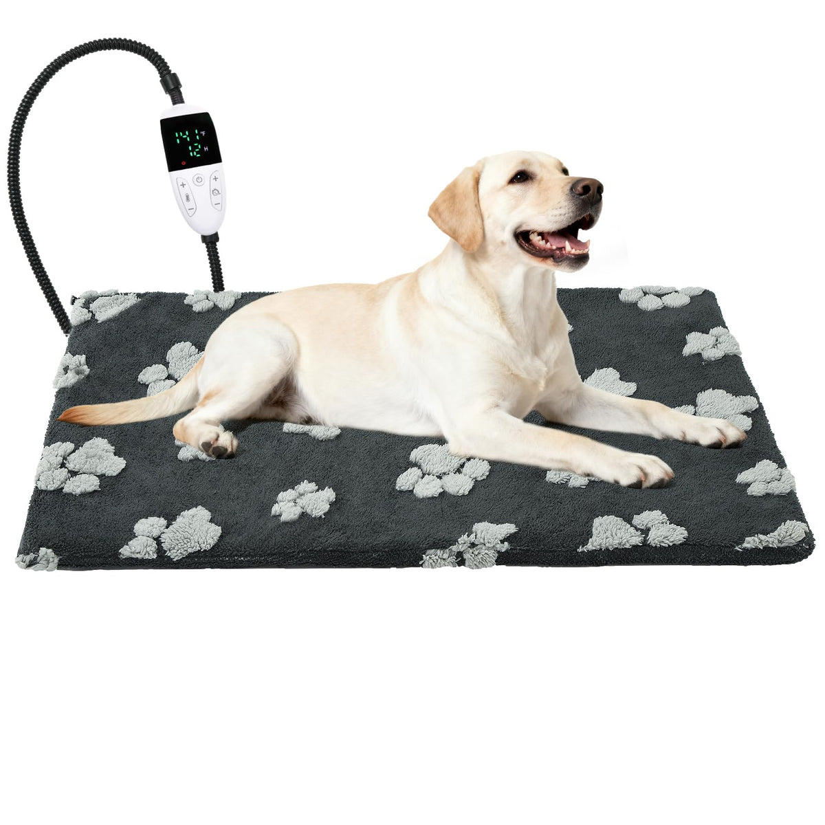 NESAYVER large dog heating pad with thermostat warms a living room floor