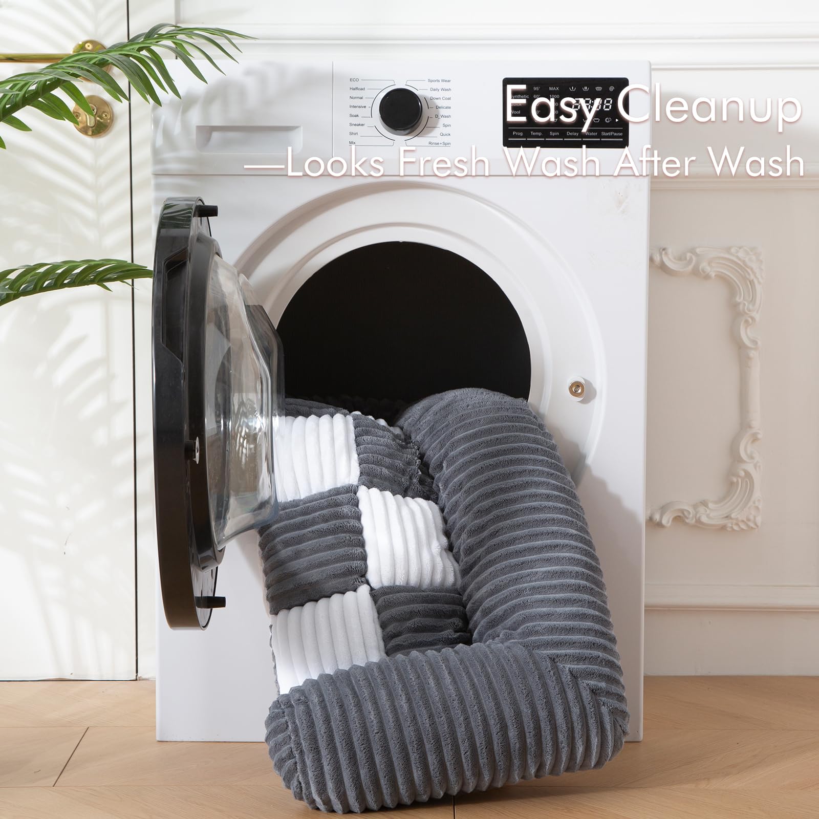 NestlyMoly dog bed versatile sizes shown as couch mat.