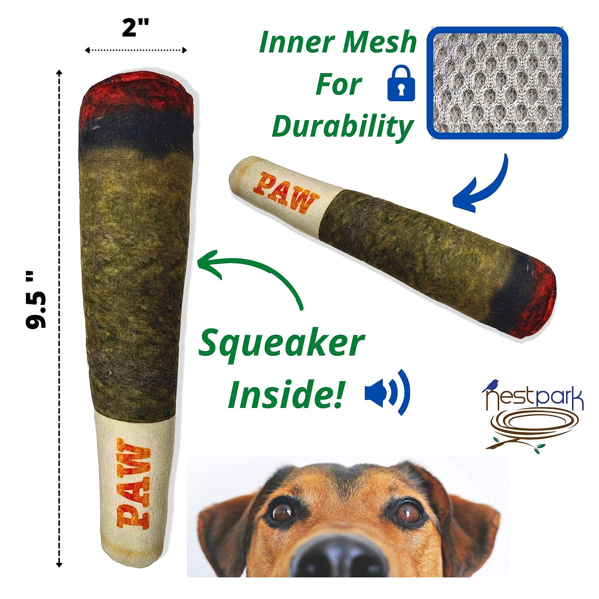 Nestpark Doggy Doobie, juguete con chirriador interno, fomenta la estimulación mental durante el juego.