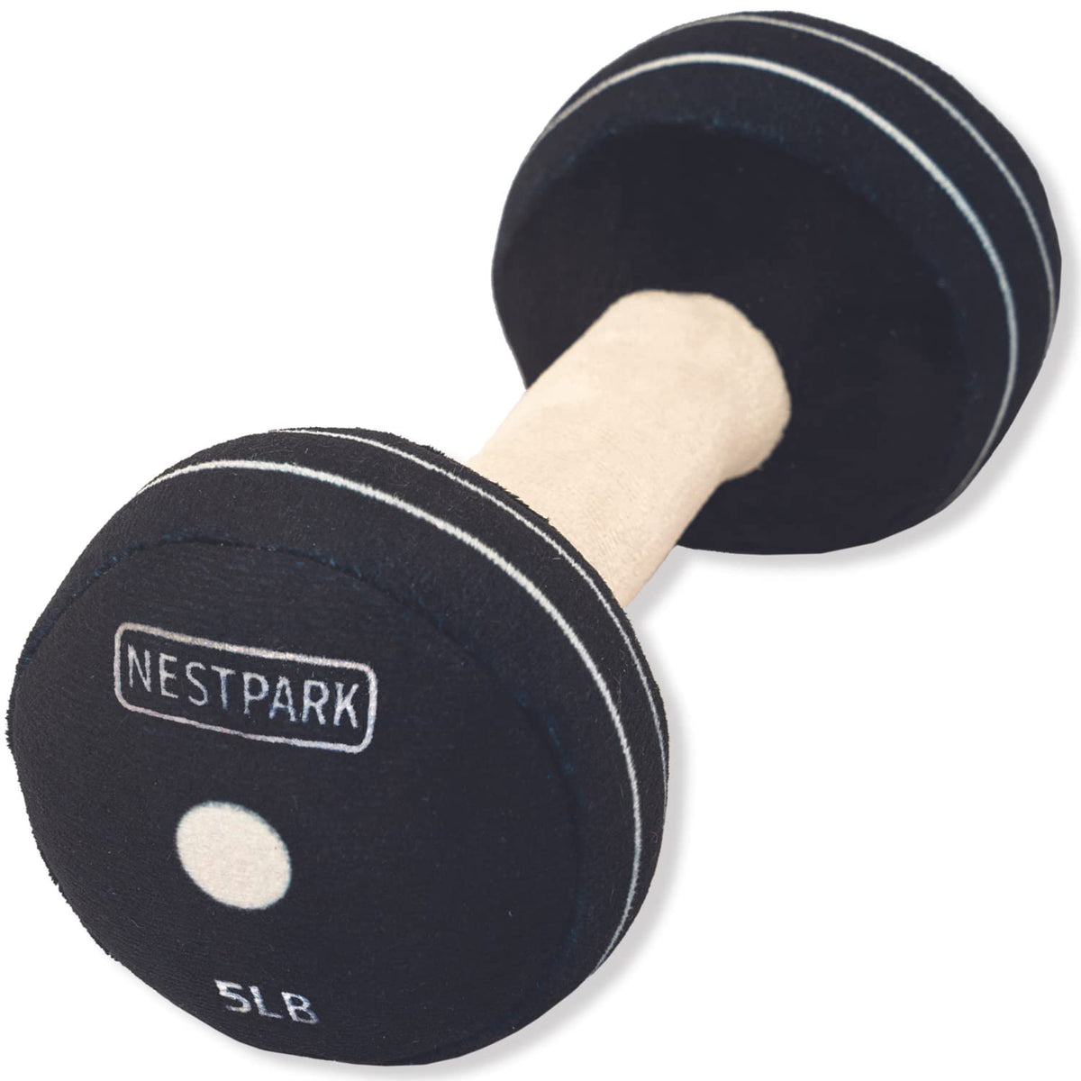 Nestpark Doggy Dumbbell close-up showing squeaker for interactive playtime