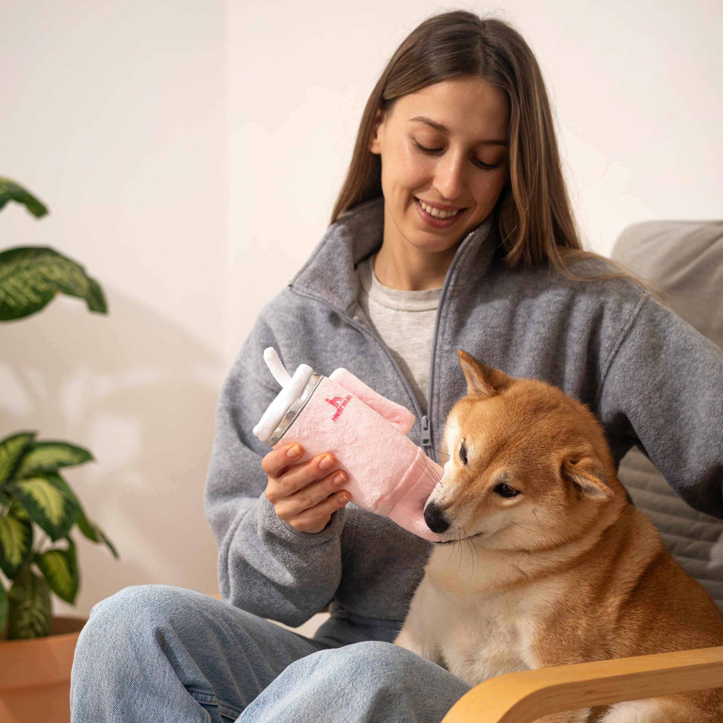 Nestpark durable inner mesh lined plush toy pink dusk designed for tough chewers