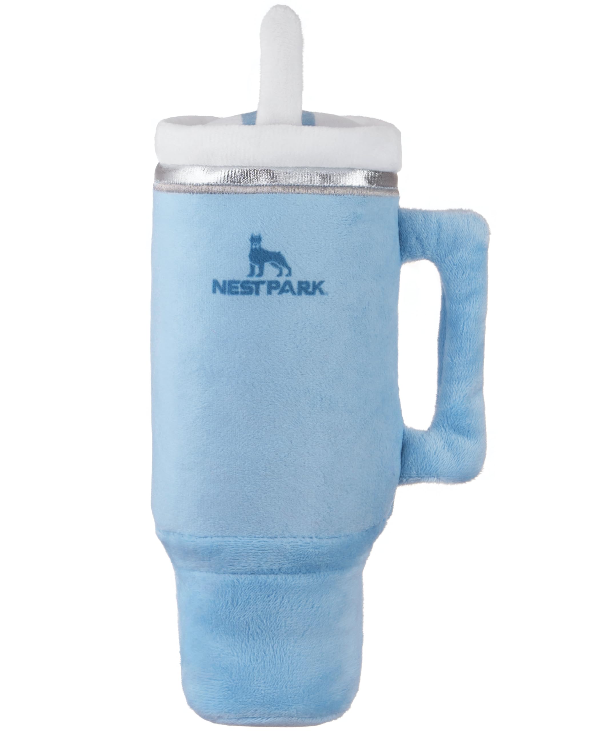 Nestpark Tumbler Dog Toy parody plush with squeaky crinkle for interactive play.
