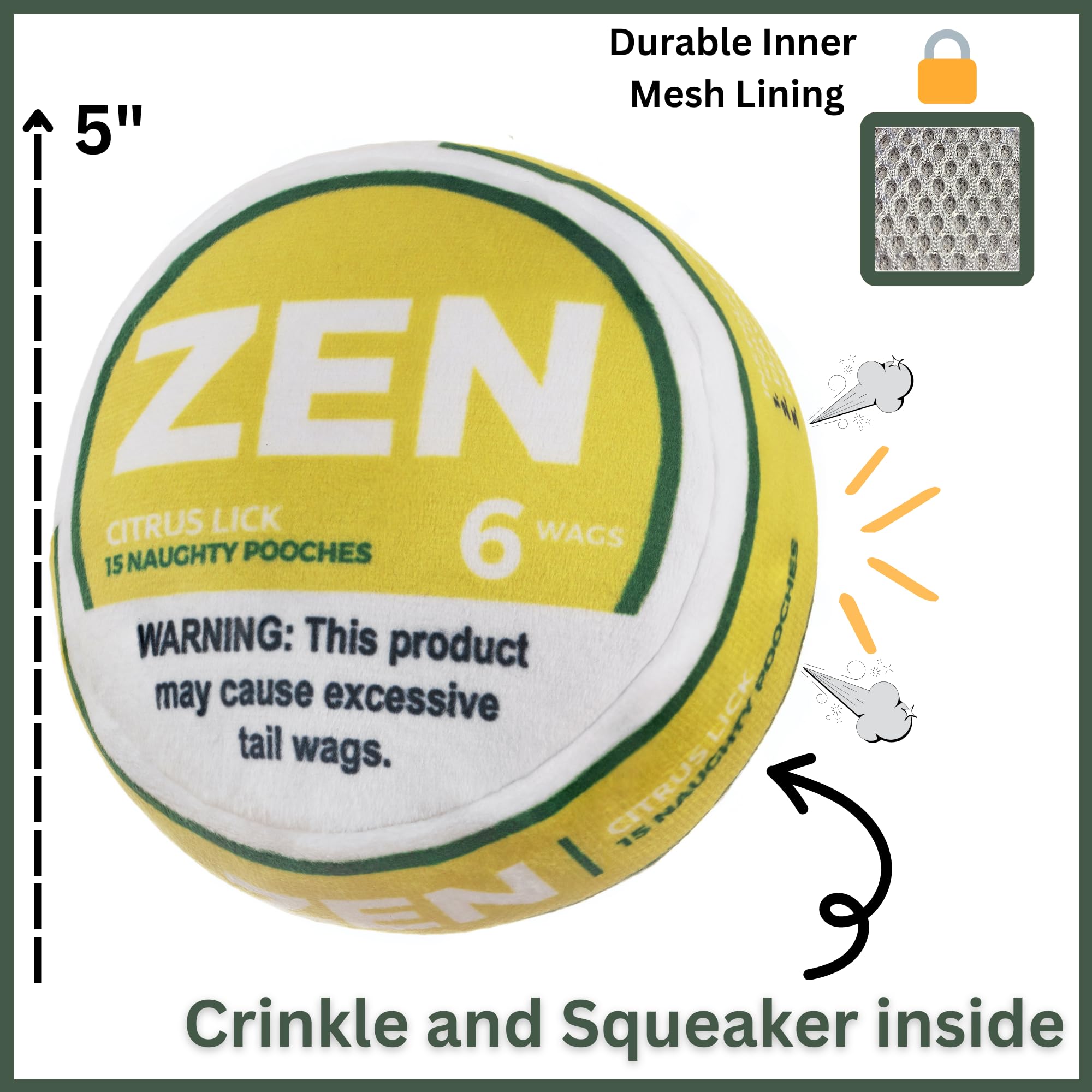 Nestpark Zen Pupper Deckies 5 inch size fits small to large dogs.