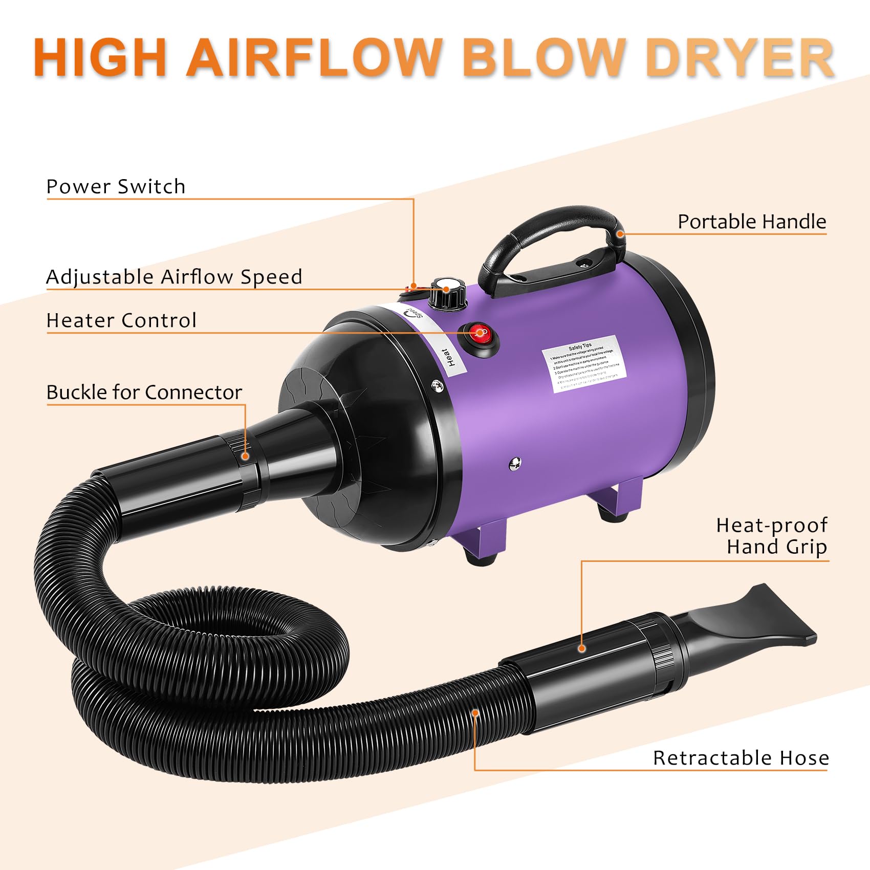 NestROAD dog dryer four nozzles for versatile grooming styles