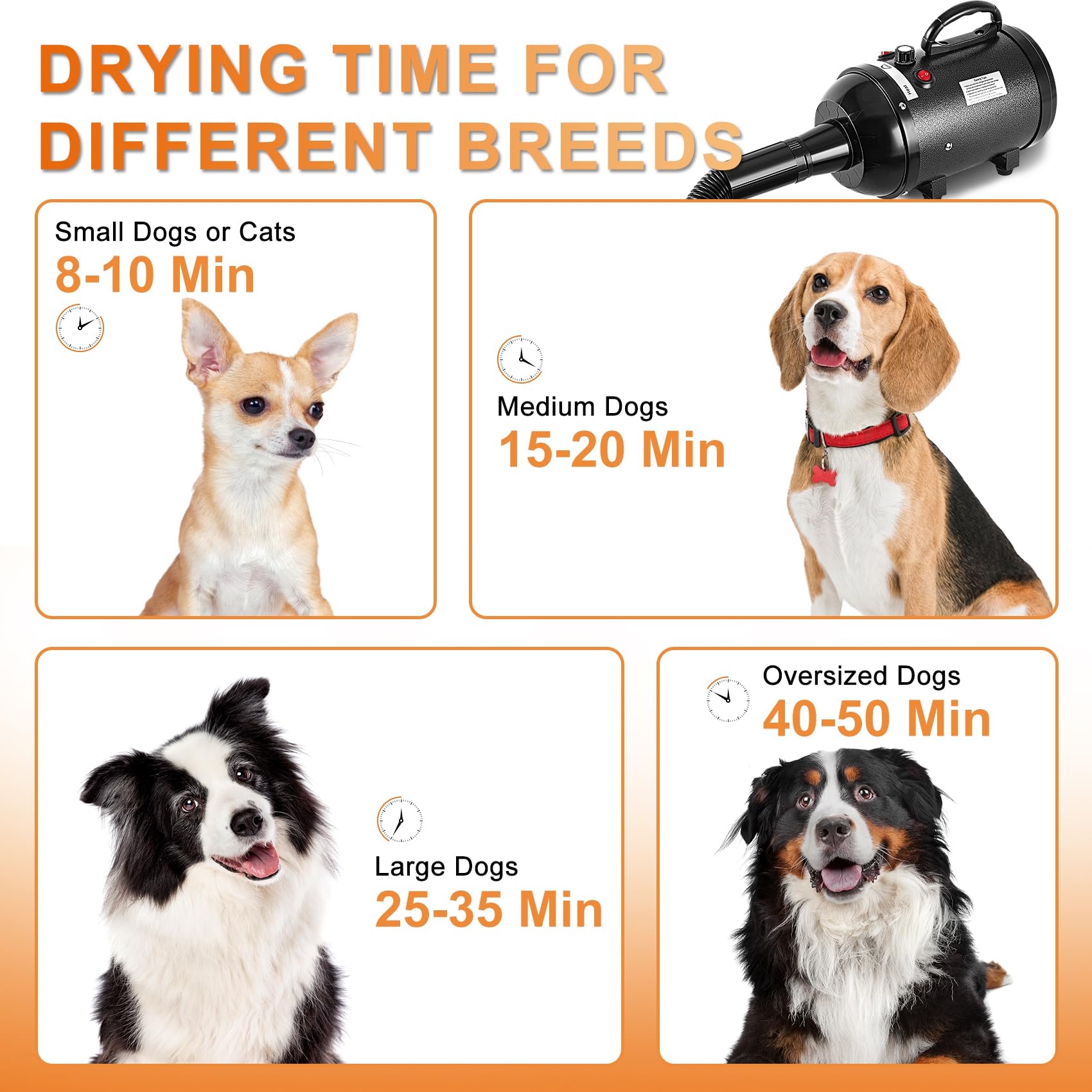 NESTROAD dog dryer kit included brush and accessories support complete grooming sessions.