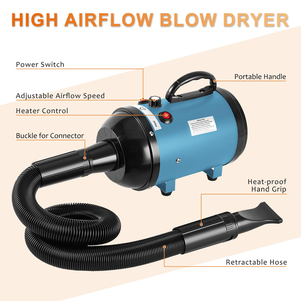 NestROAD dog dryer low-noise casing demonstrates quiet operation during drying.