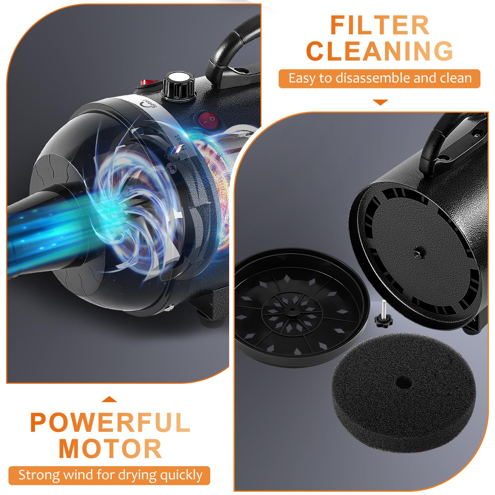 NESTROAD dog dryer nozzles four pro quality attachments for versatile styling on all breeds.